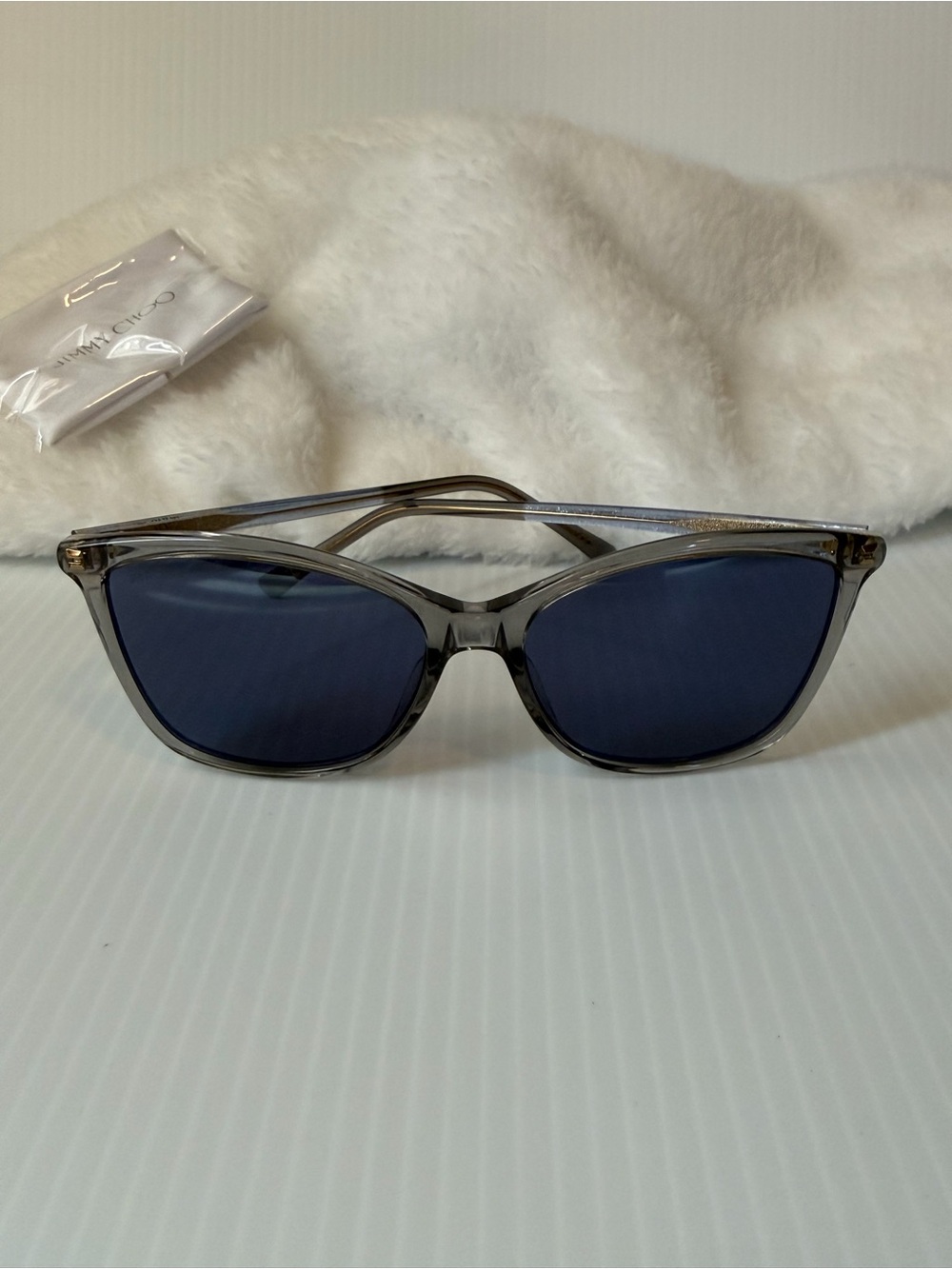 Jimmy Choo Women's BA/G/S sunglasses featuring a transparent grey frame - Picture 3 of 10